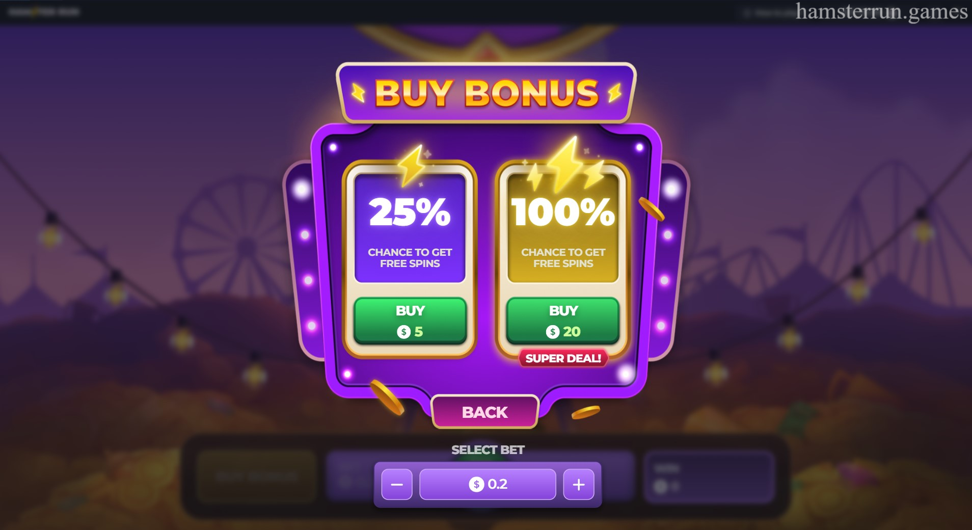 Hamster Run bonus offer