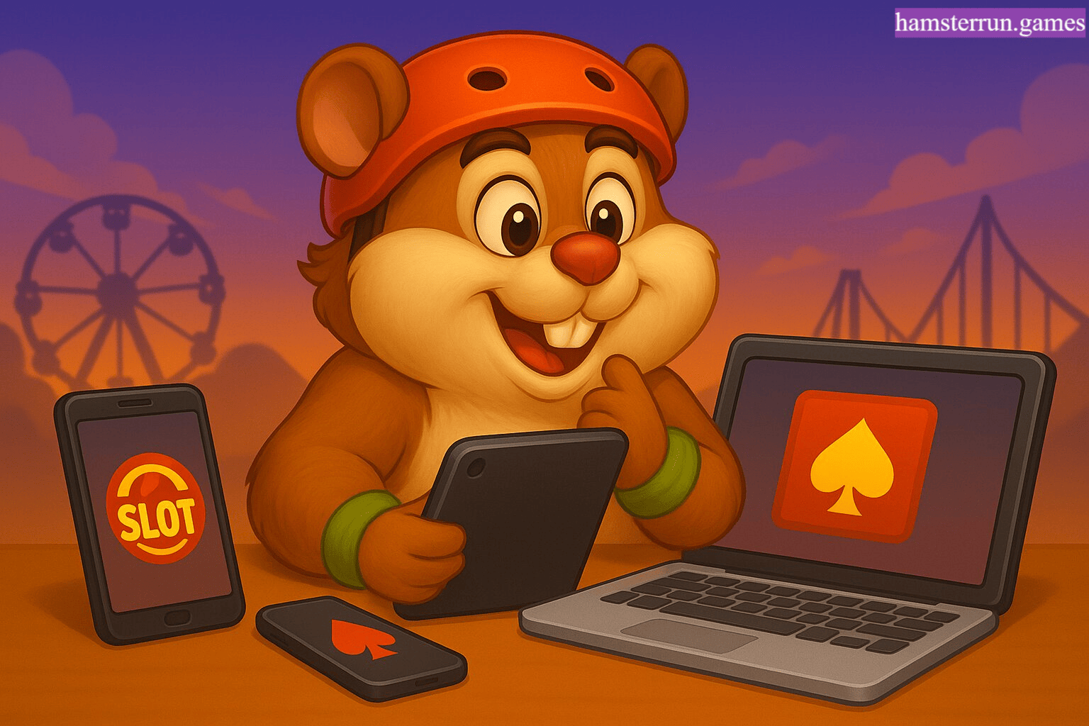 Hamster Run on phone and laptop